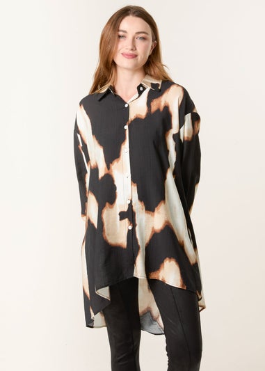 Blue Vanilla Brown Abstract Cow-Print Shirt