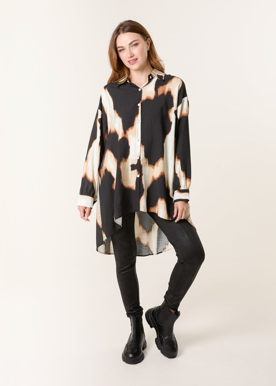 Blue Vanilla Brown Abstract Cow-Print Shirt