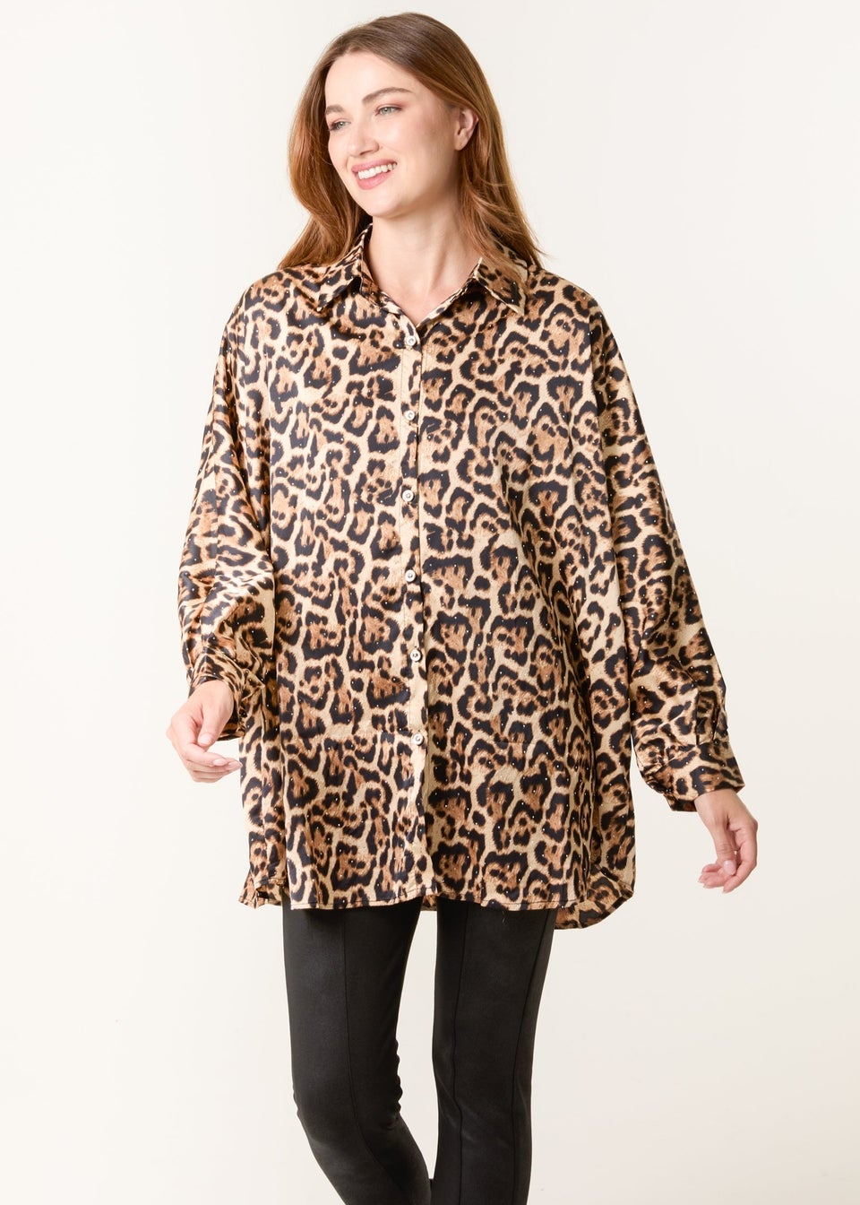 Blue Vanilla Brown Leopard Print Shirt