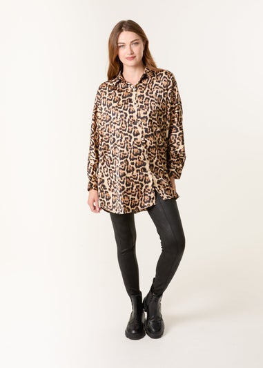 Blue Vanilla Brown Leopard Print Shirt