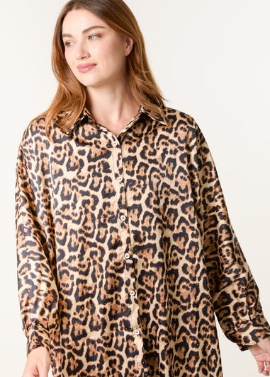 Blue Vanilla Brown Leopard Print Shirt