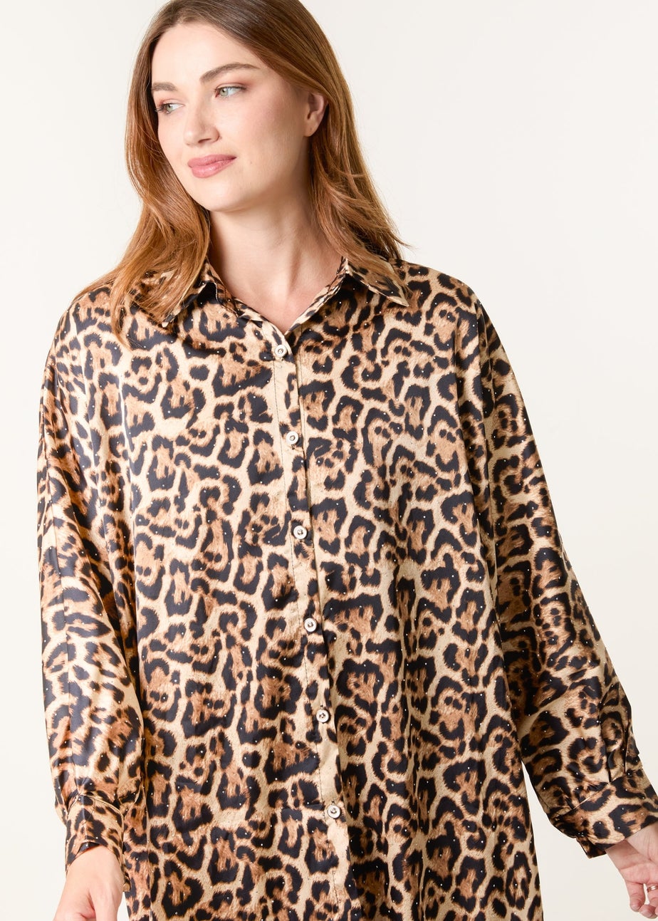 Blue Vanilla Brown Leopard Print Shirt