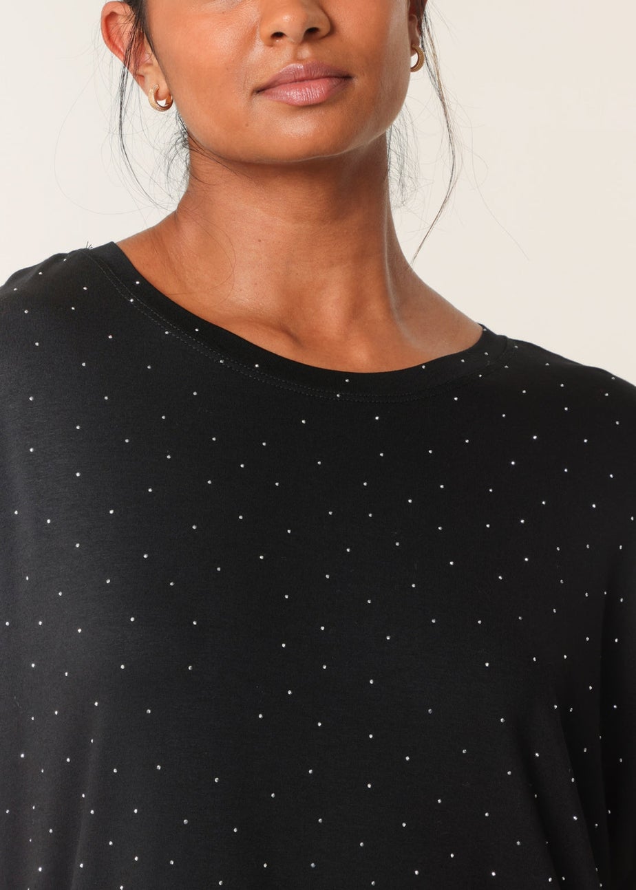 Blue Vanilla Black Stud Detail Round Neck T-shirt