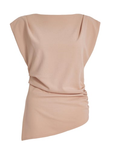 Quiz Stone Asymmetric Boat Neck Top