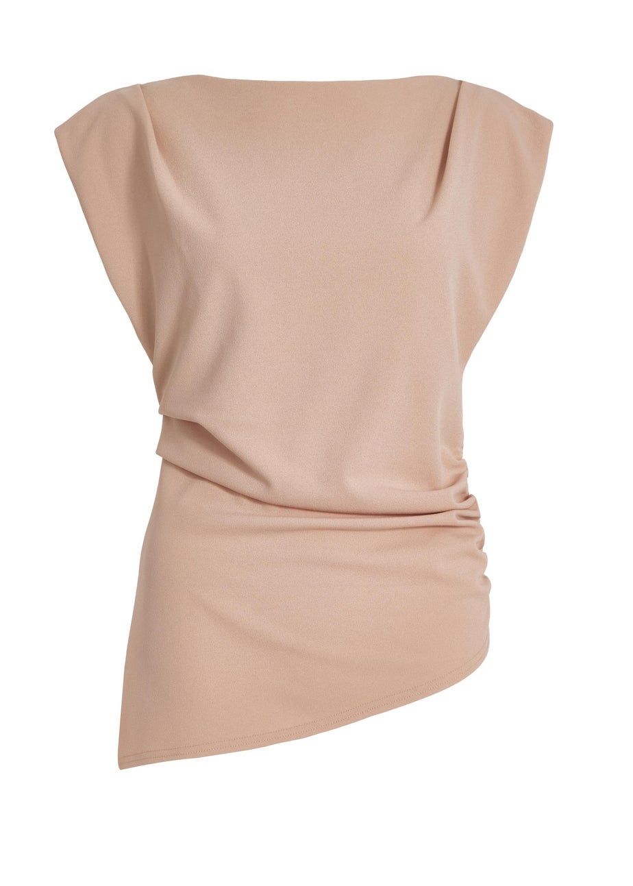 Quiz Stone Asymmetric Boat Neck Top