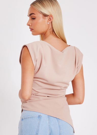 Quiz Stone Asymmetric Boat Neck Top