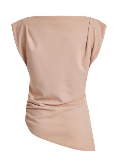 Quiz Stone Asymmetric Boat Neck Top