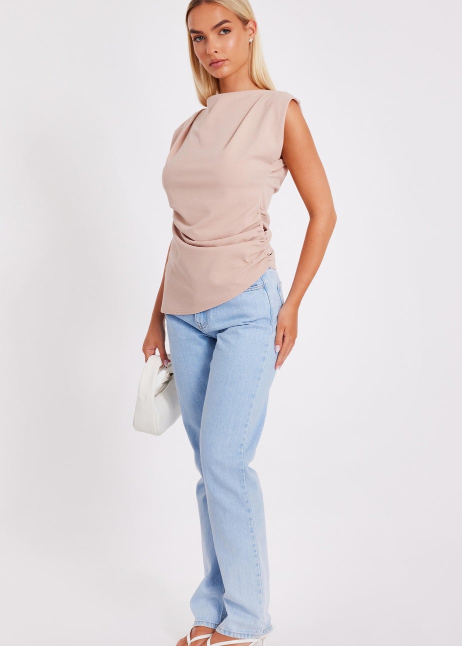 Quiz Stone Asymmetric Boat Neck Top