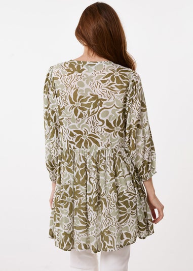 Blue Vanilla Khaki Crinkle Tunic Top