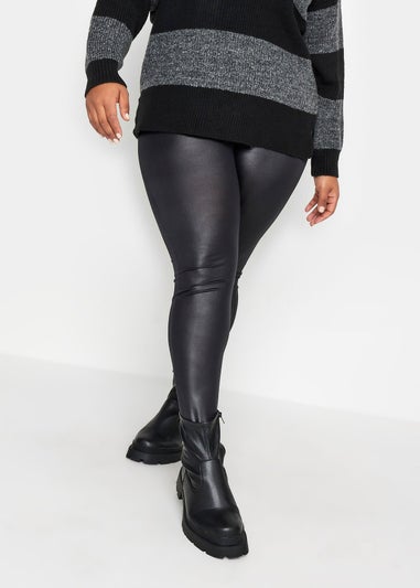 Yours Curve Black Wet Look Stretch Leggings