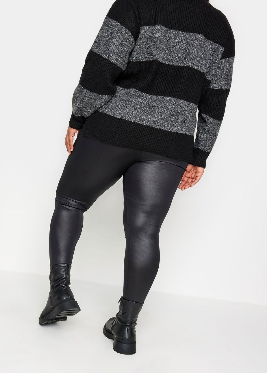 Yours Curve Black Wet Look Stretch Leggings