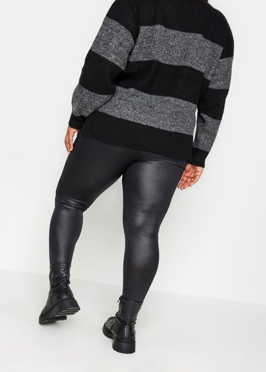 Yours Curve Black Wet Look Stretch Leggings