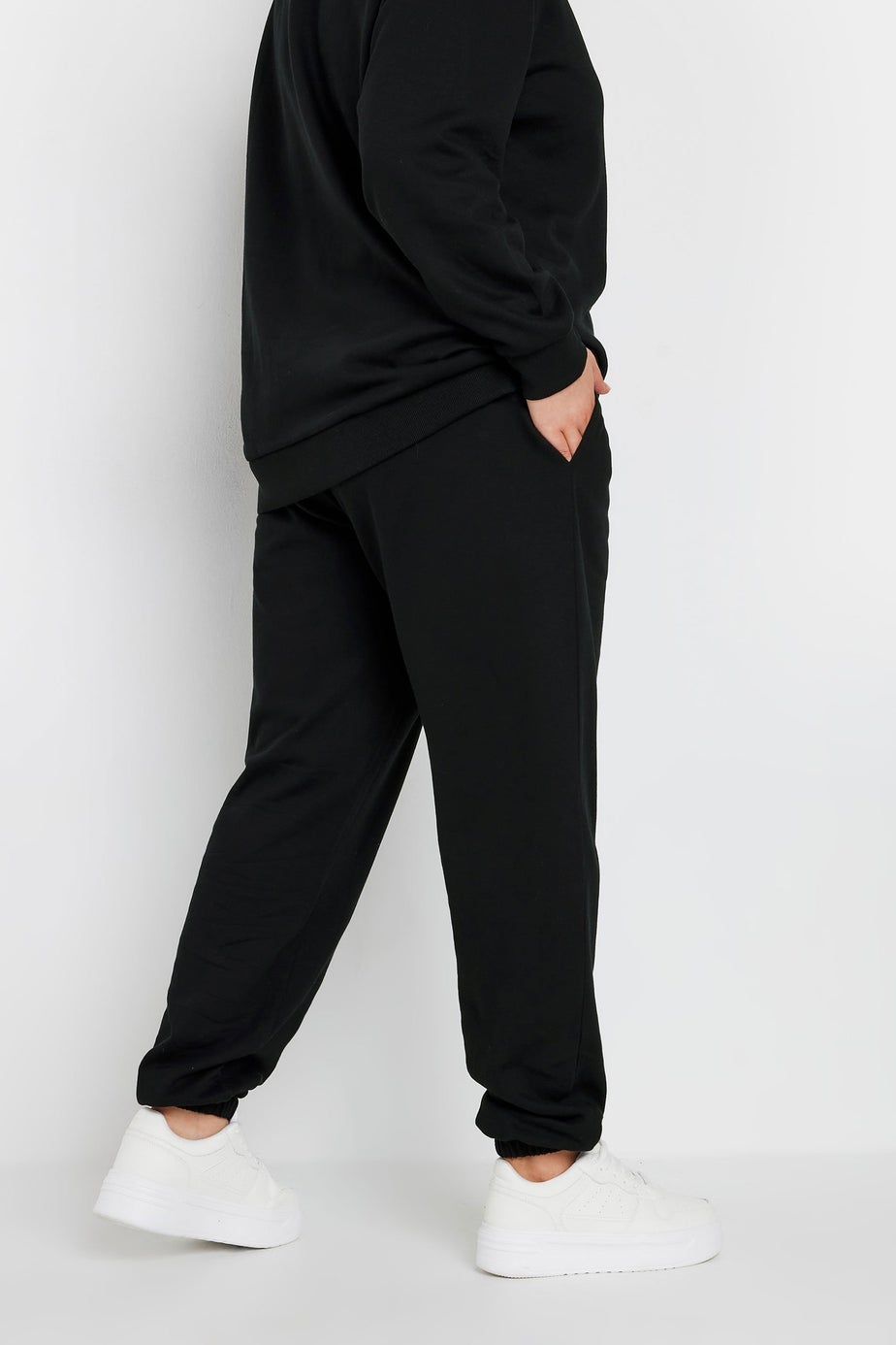 Yours Curve Black Cuffed Joggers