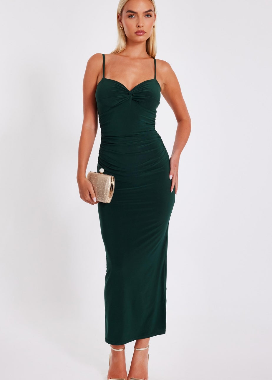 Quiz Green Knot Detail Midi Dress