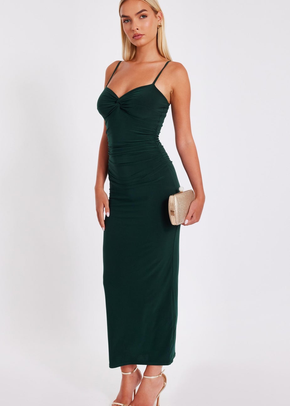 Quiz Green Knot Detail Midi Dress