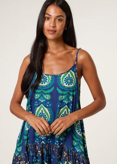 Blue Vanilla Turquoise Tiered Cami Dress