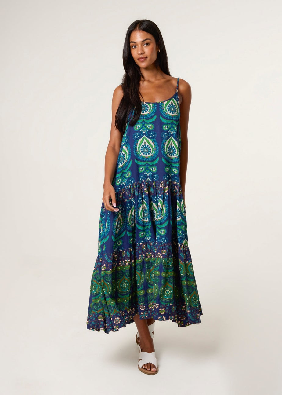 Blue Vanilla Turquoise Tiered Cami Dress