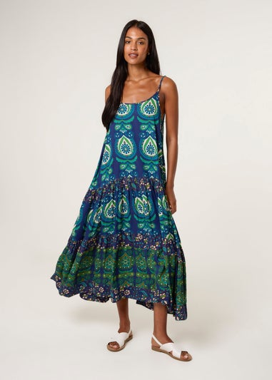 Blue Vanilla Turquoise Tiered Cami Dress