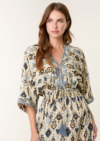 Blue Vanilla Multi Embellished Kimono Dress
