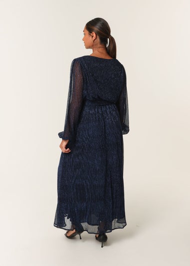 Blue Vanilla Navy Wrap Metallic Dress