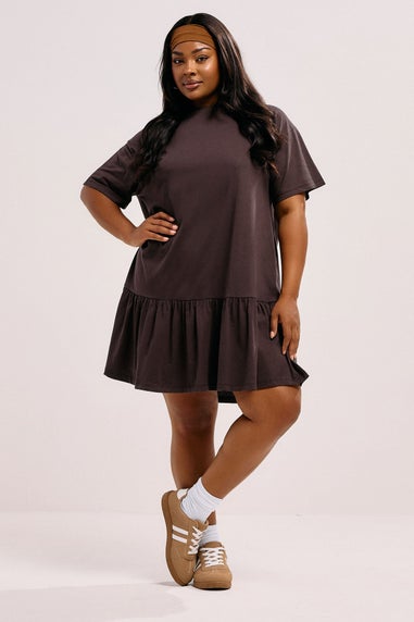 Yours Curve Chocolate Brown Peplum Mini Dress