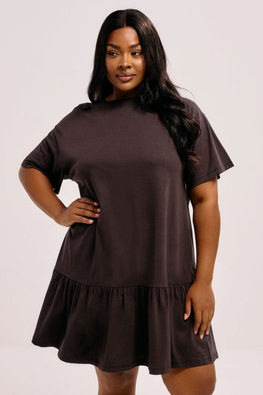 Yours Curve Chocolate Brown Peplum Mini Dress