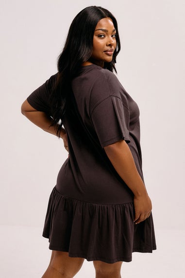 Yours Curve Chocolate Brown Peplum Mini Dress