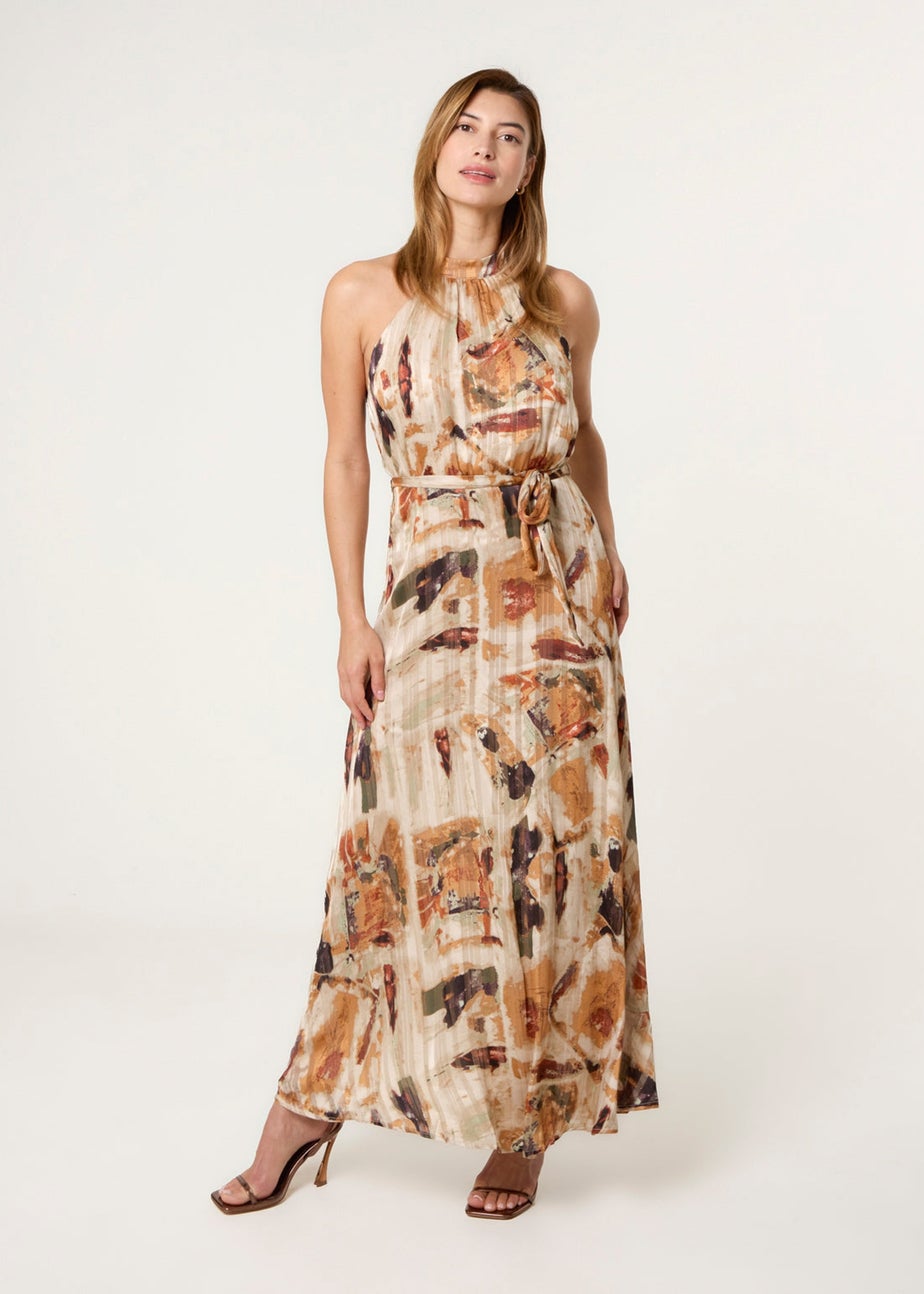 Blue Vanilla Multi Halter Neck Belted Dress