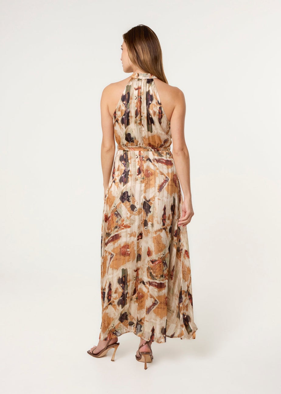 Blue Vanilla Multi Halter Neck Belted Dress