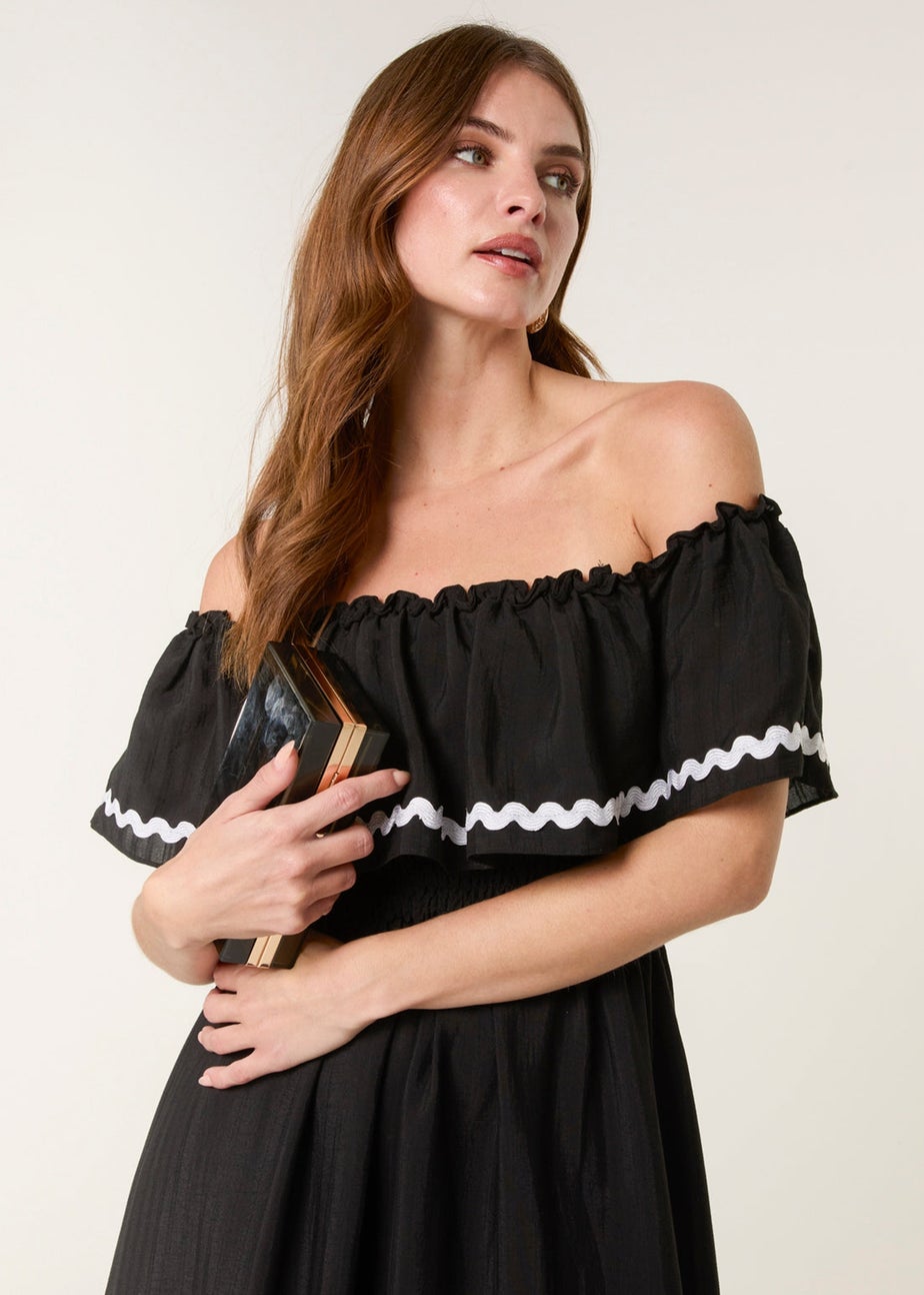 Blue Vanilla Black Luxe Ric Rac Floral Midi Dress