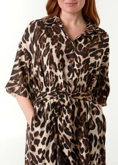 Blue Vanilla Brown Bold Leopard Print Dress