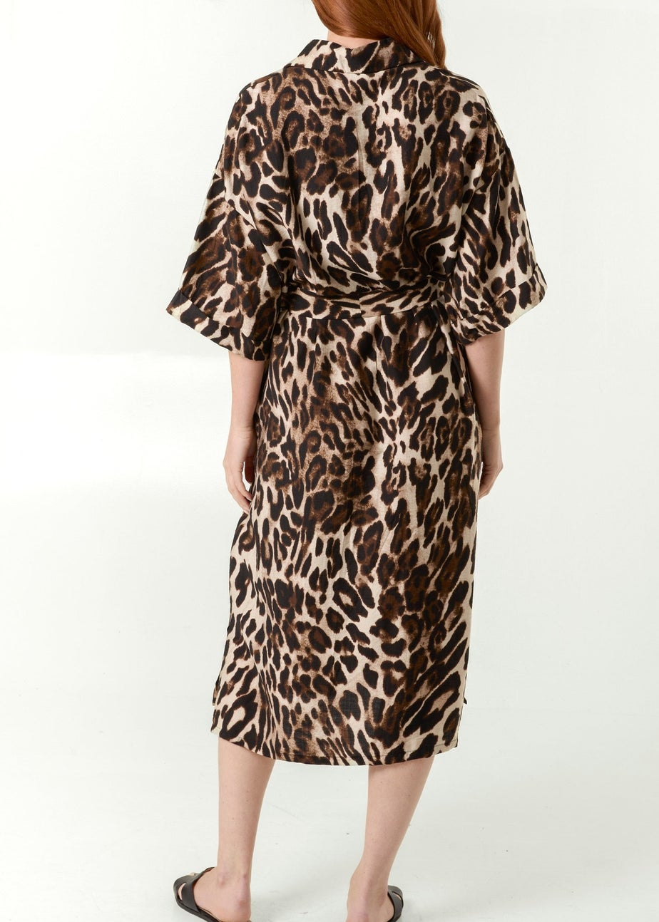 Blue Vanilla Brown Bold Leopard Print Dress