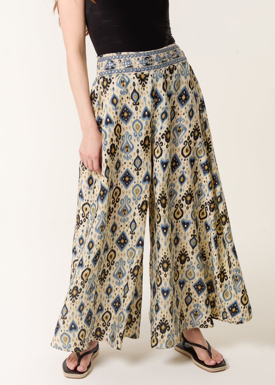 Blue Vanilla Multi Shirred Wide Leg Trouser