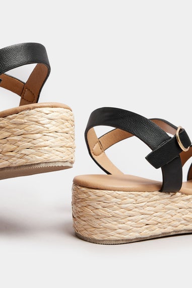 Yours Black Platform Espadrille Wedge Sandals In Extra Wide EEE Fit
