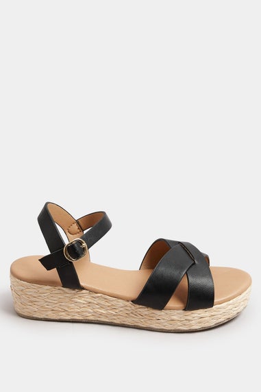 Yours Black Platform Espadrille Wedge Sandals In Extra Wide EEE Fit
