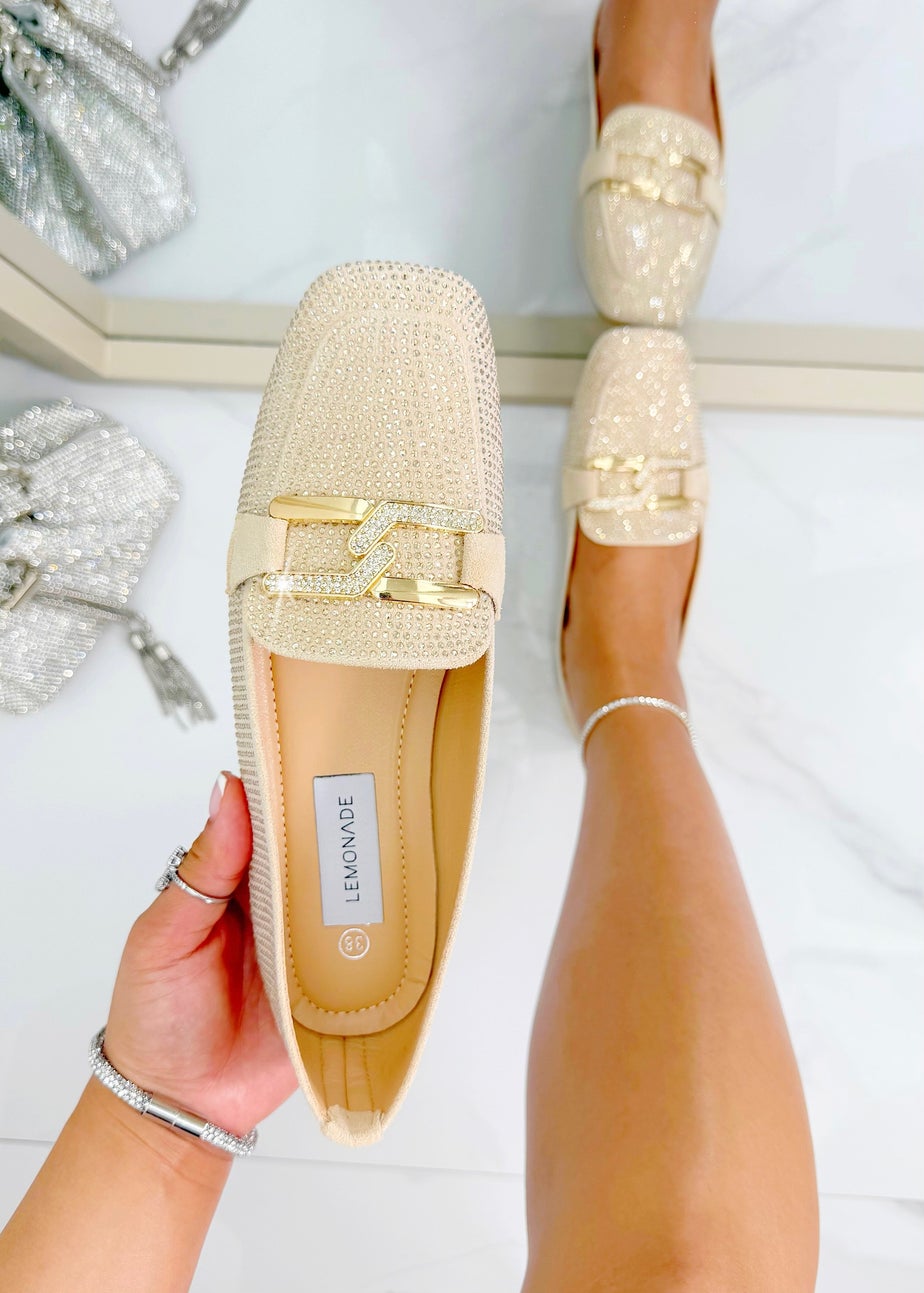 Love Lemonade Nude Crystal Luxe Buckle Loafers