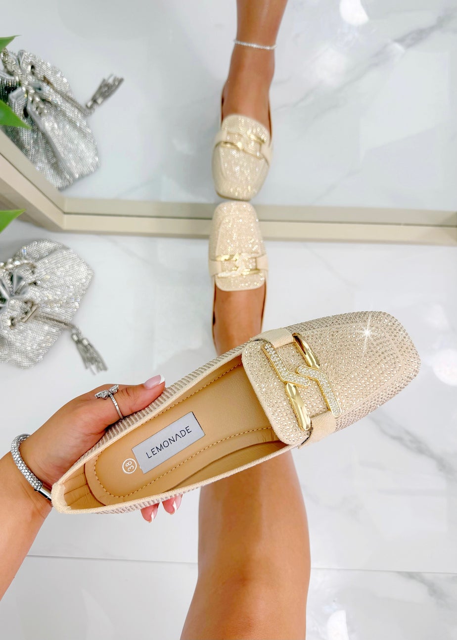 Love Lemonade Nude Crystal Luxe Buckle Loafers