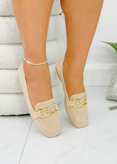 Love Lemonade Nude Crystal Luxe Buckle Loafers