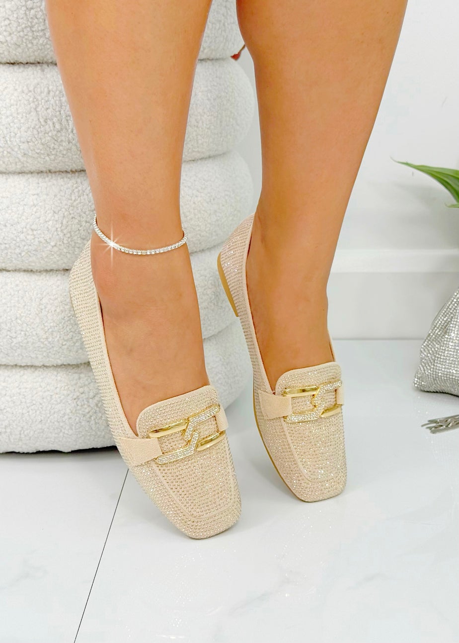 Love Lemonade Nude Crystal Luxe Buckle Loafers