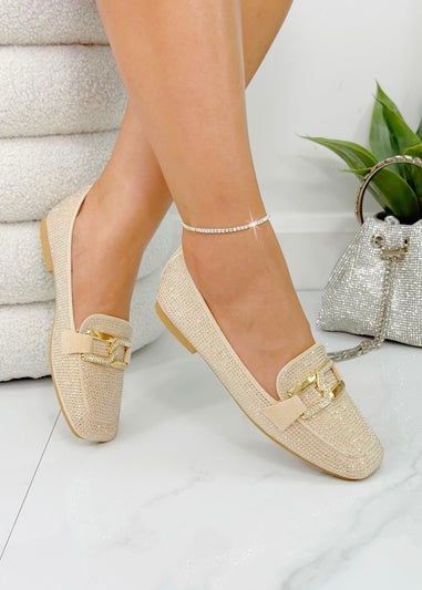 Love Lemonade Nude Crystal Luxe Buckle Loafers