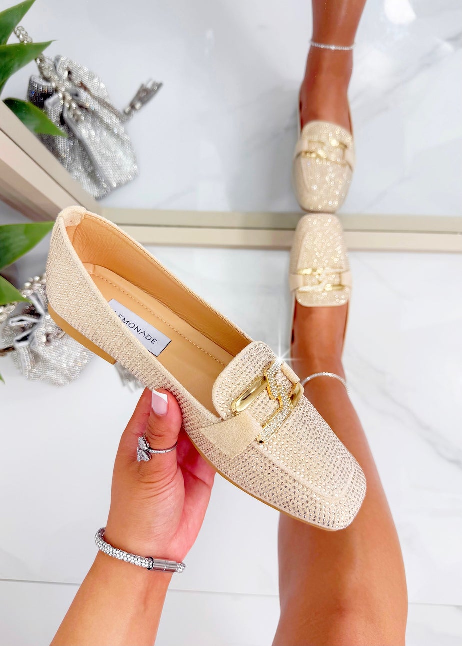 Love Lemonade Nude Crystal Luxe Buckle Loafers