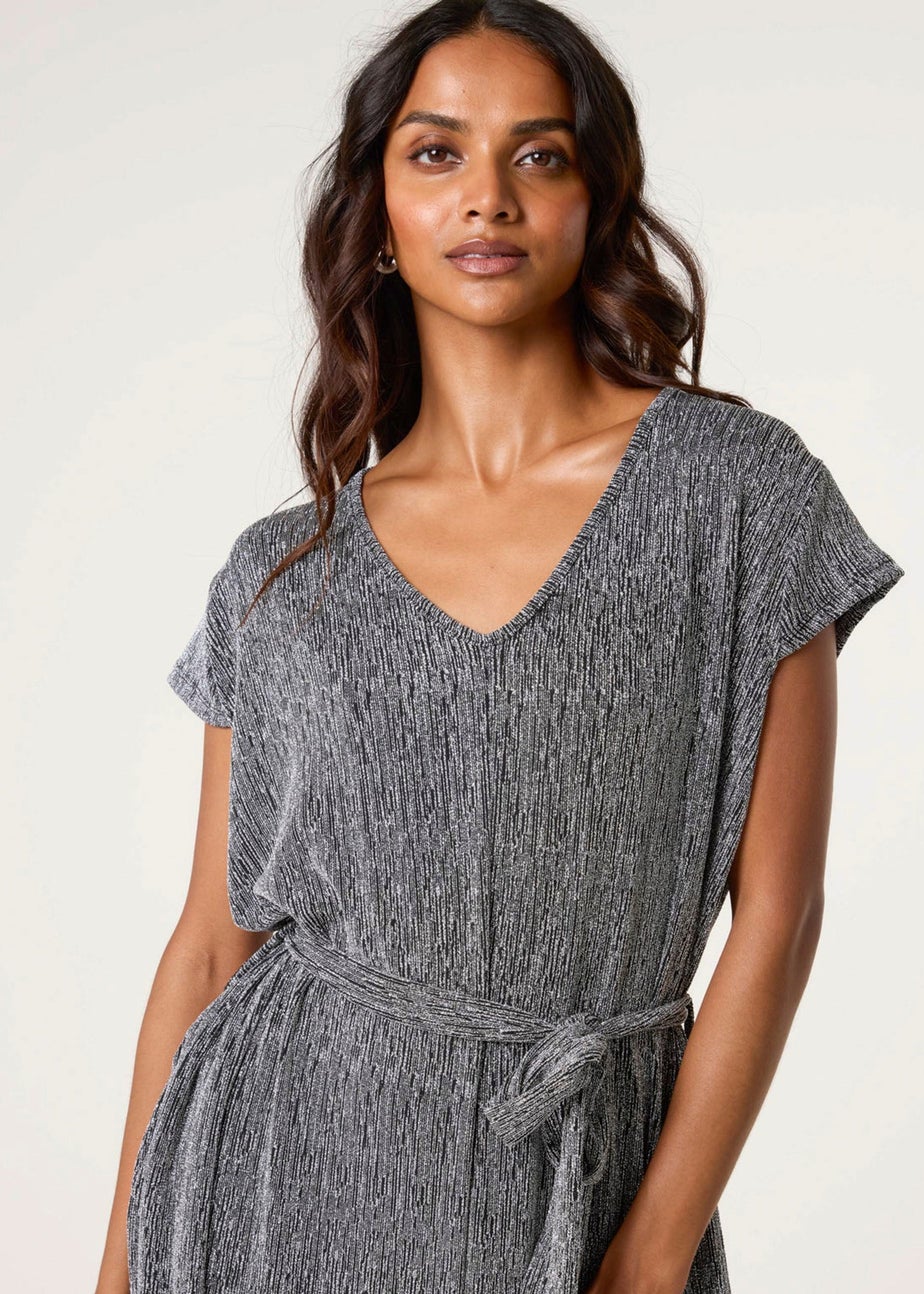 Blue Vanilla Black Metallic V Neck Jumpsuit