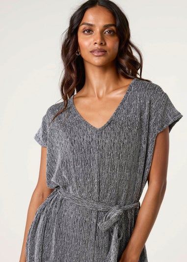 Blue Vanilla Black Metallic V Neck Jumpsuit