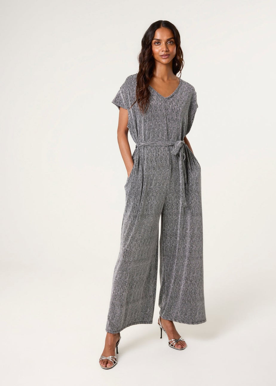 Blue Vanilla Black Metallic V Neck Jumpsuit