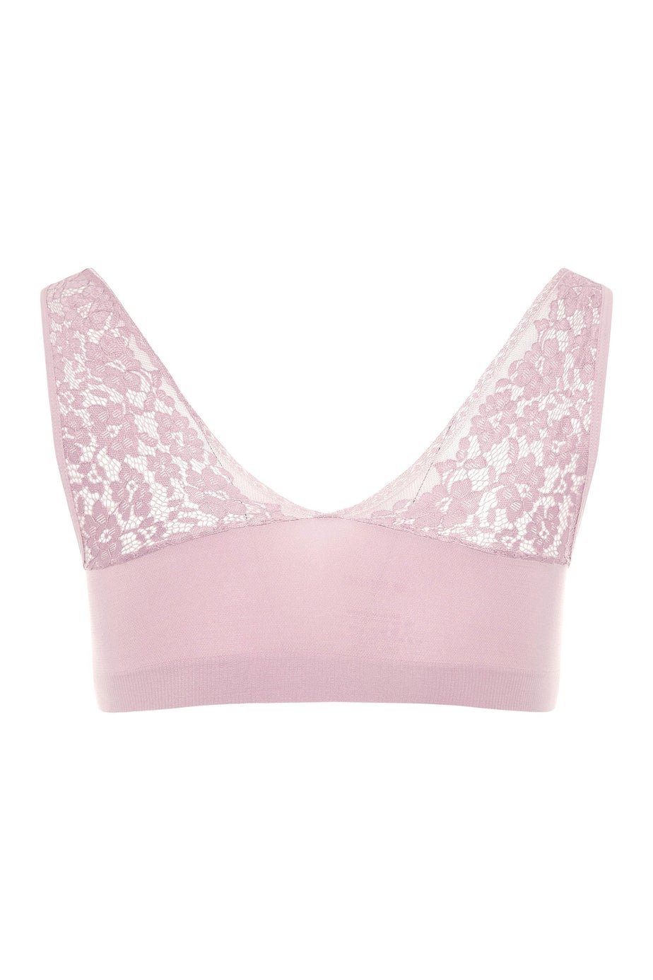 Yours Curve Pink Seamless Lace Padded Non-Wired Bralette