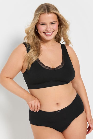 Yours 2 Pack Black & White Lace Trim Seamless Bralette