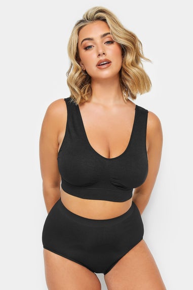 Yours 2 Pack White & Black Seamless Padded Non-Wired Bralettes