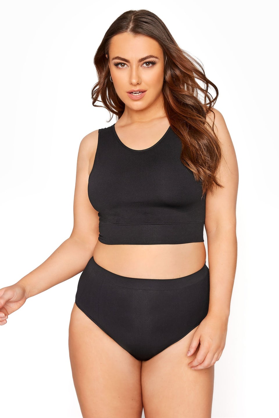 Yours Black Seamless Longline Padded Bralette Top