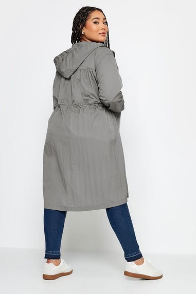 Yours Curve Grey Lightweight Longline Parka Jacket