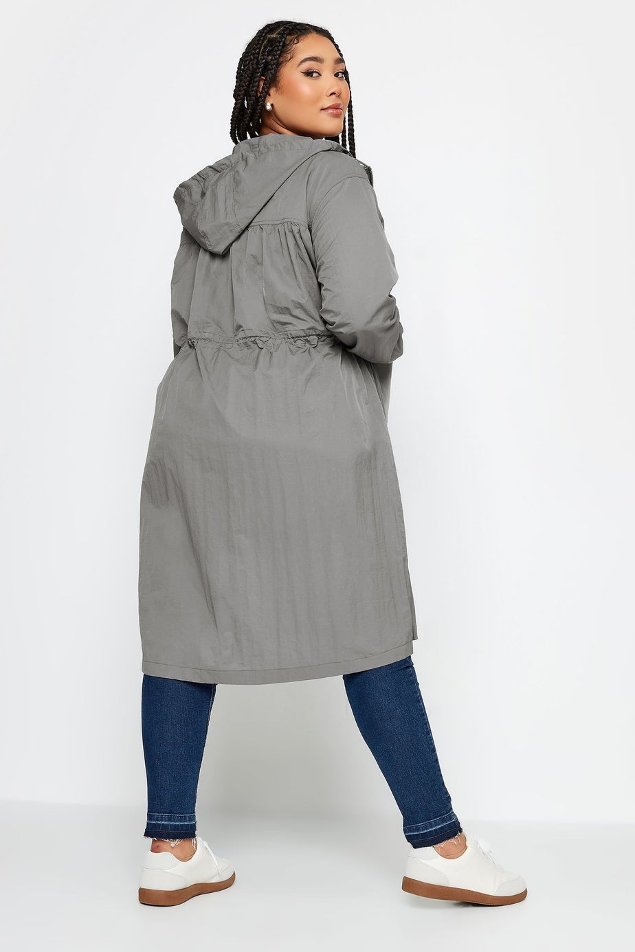 Yours Curve Grey Lightweight Longline Parka Jacket
